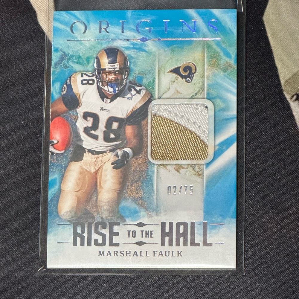 Marshall Faulk Origins Rise to the Hall 2 color patch /75